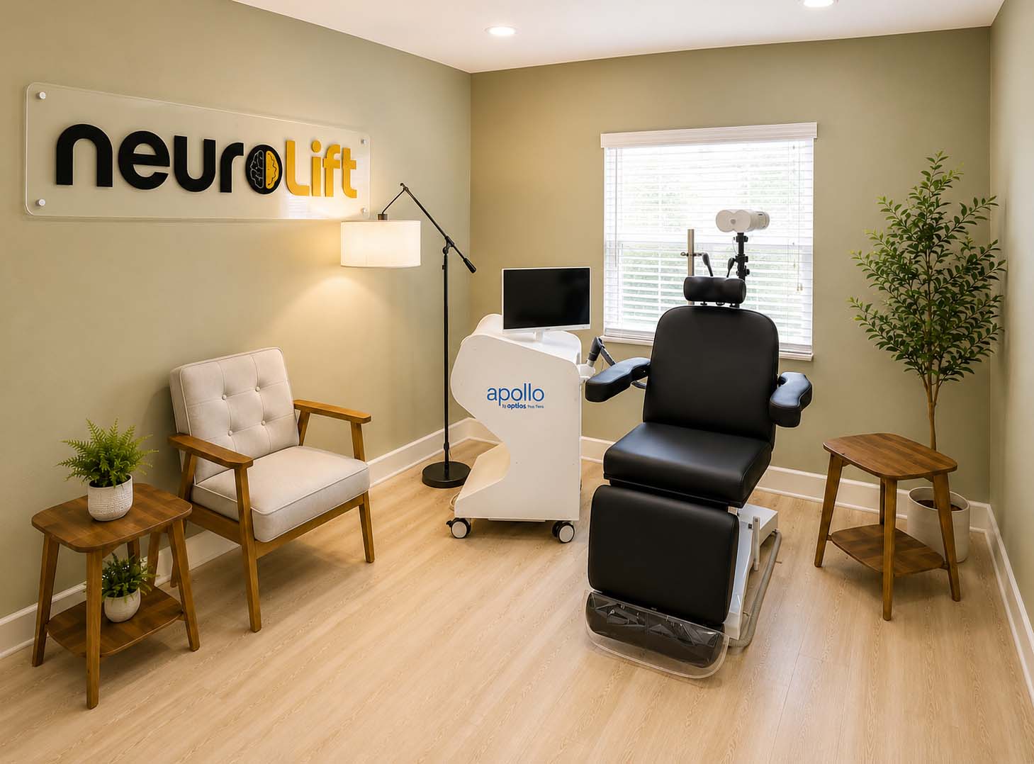 TMS treatment chair at NeuroLift in Tampa, Florida