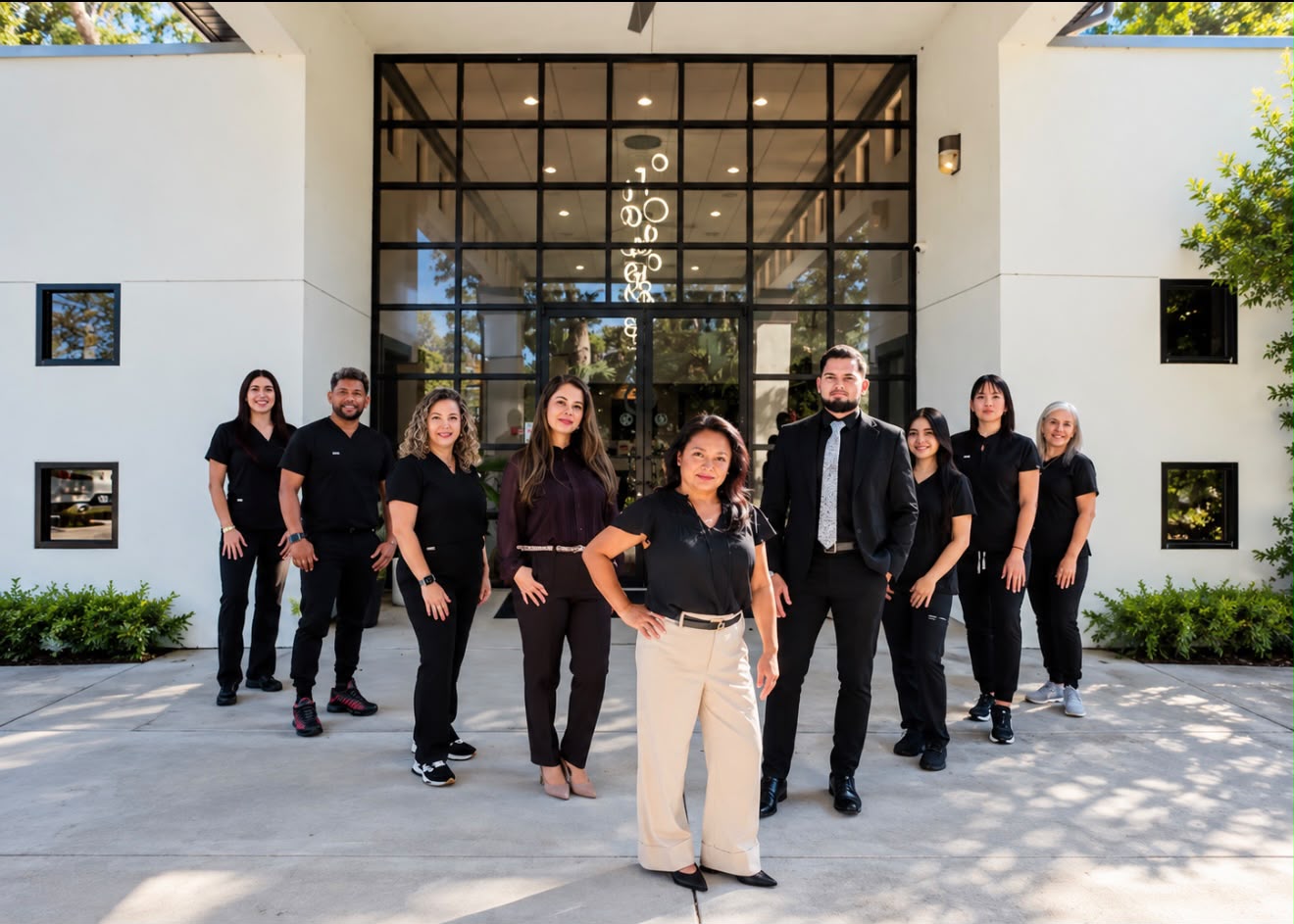 NeuroLift team outside the clinic entrance